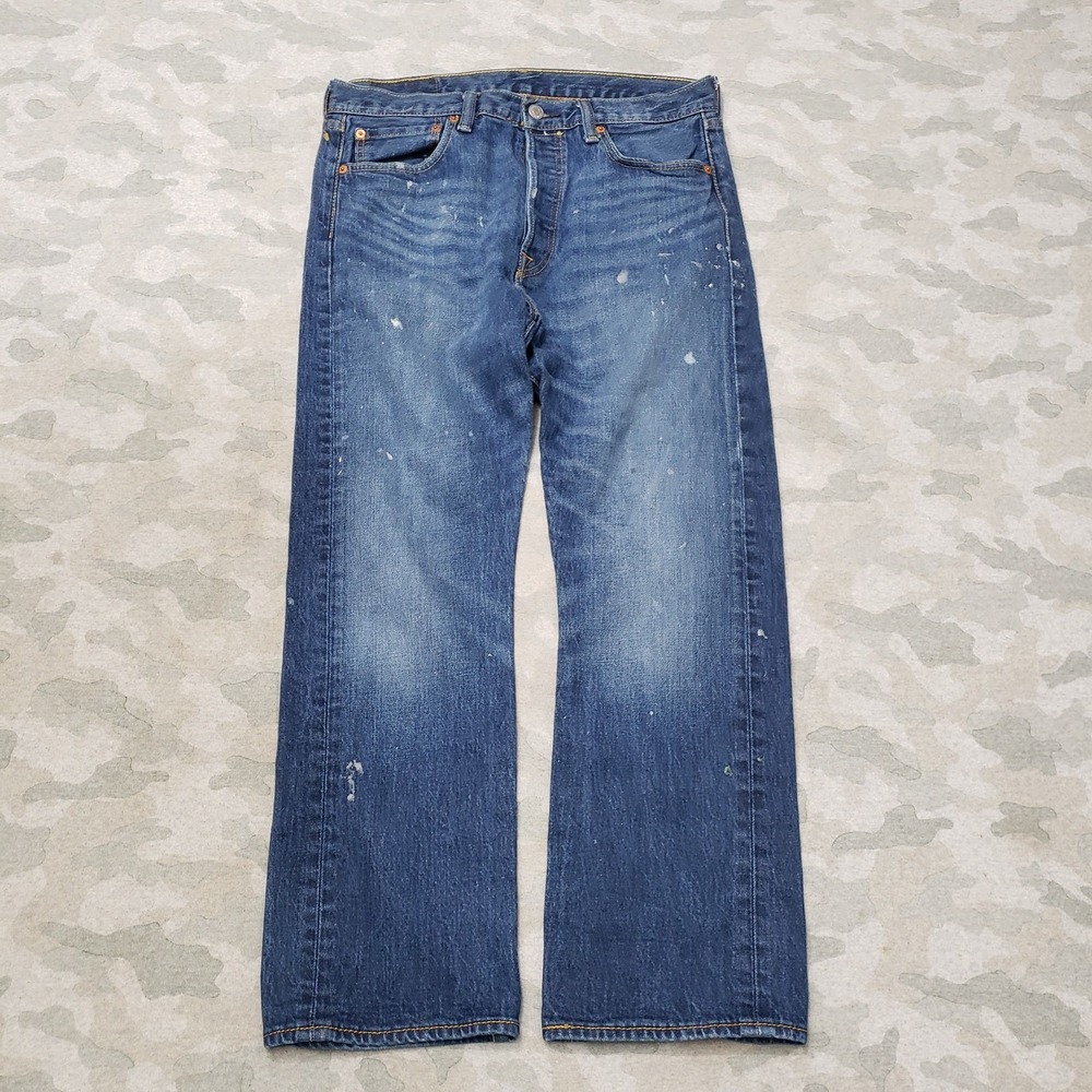 Levi's 501 Jeans Mens 34x29 Blue Pockets Denim Straight Leg Button Fly
